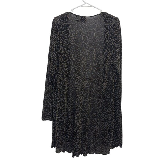 Chicos Traveler Open Front Leopard Print Cardigan Women SZ 2 Metallic Black Gold - Picture 8 of 10